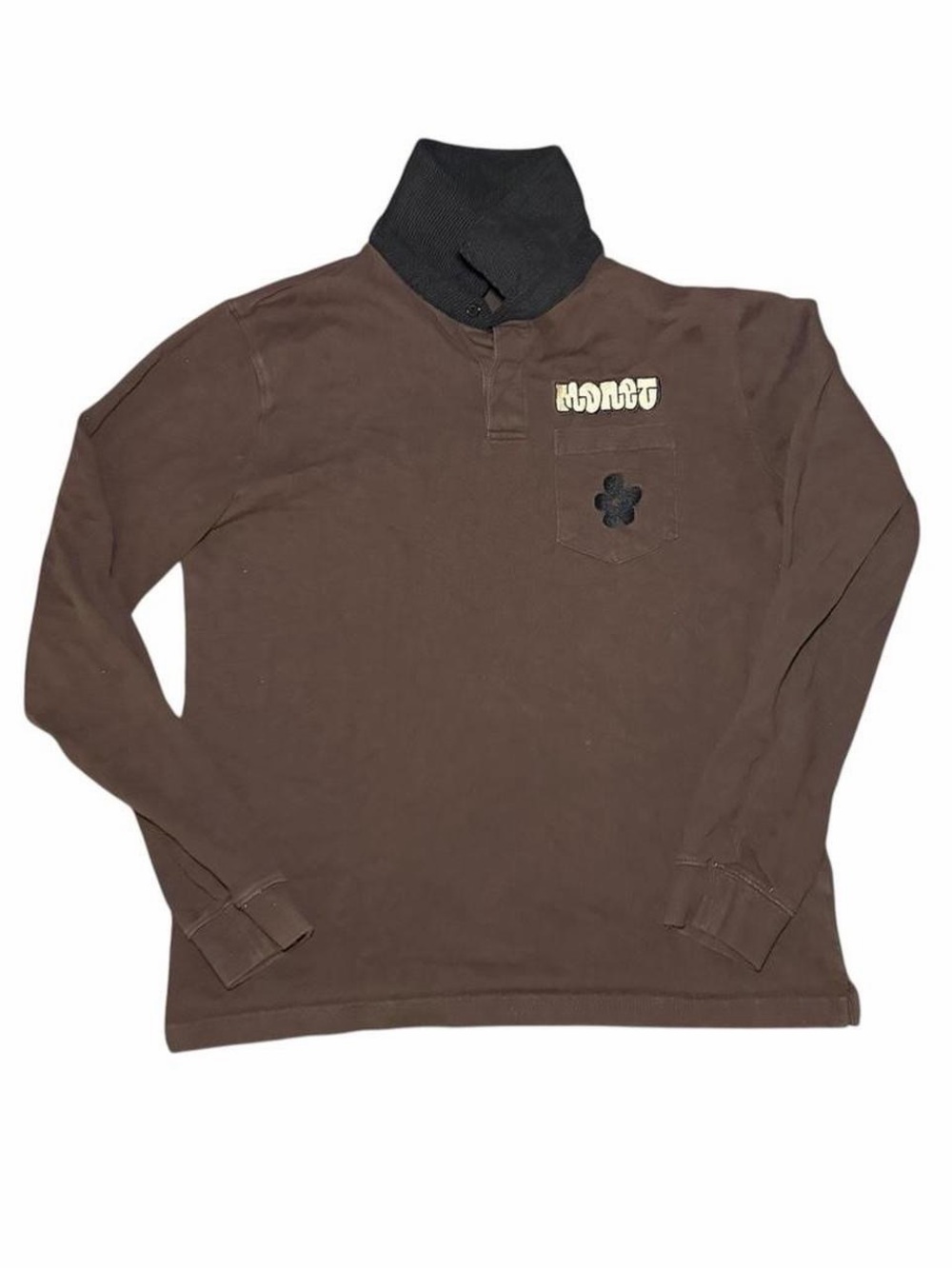 Monet Skateboards Brown Long Sleeve Ribbed Collar Pullover Shirt